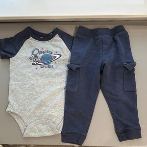 Baby Space Explorer Bodysuit with Navy Cargo Joggers